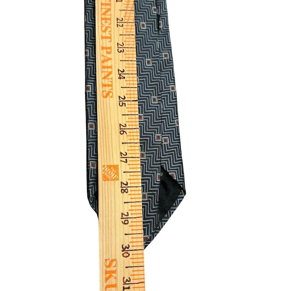 Hart Schaffner Marx Necktie Gray Zigzag Geometric Silk Men's Business‎ Formal